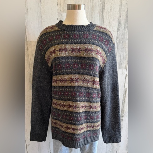 Vintage Fair Isle‎ Wool Blend Sweater – Size L – Cozy Nordic Winter Knit - Picture 1 of 6